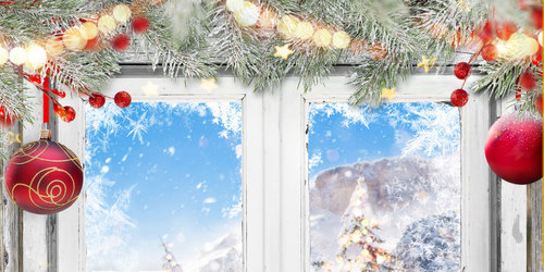 Fensterdekorationen zu Weihnachten