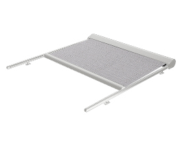 Silberne Gartenmarkise mit Screenstoffe