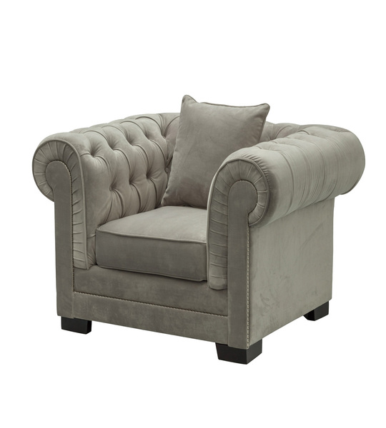 Sessel Chesterfield Classic Velvet hell grau 118x96x77cm