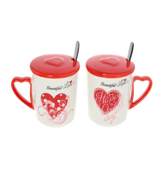 Set Becher Beautiful Love und mit mit Deckel 350ml