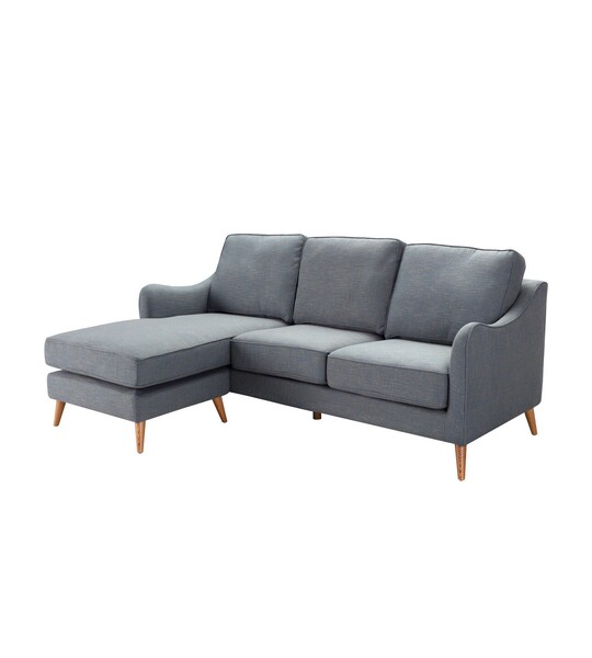 Ecksofa Venuste denim blau/braun
