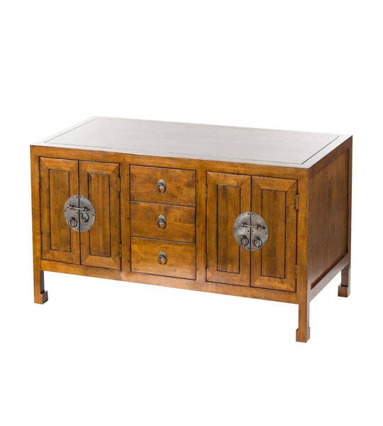 Kommode Ibuku 3Schubladen + 4 Türen, braun 126x55x65cm