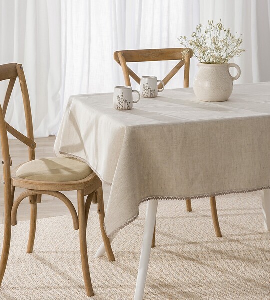 Linen Tablecloth mit Lace