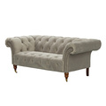 Sofa Chesterfield Glamour Velvet hell grau 2-Sitzer