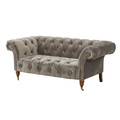 Sofa Chesterfield Glamour Velvet grau 2-Sitzer
